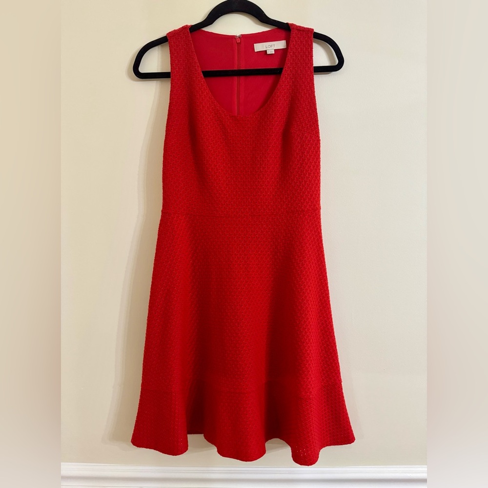 LOFT Red Fit & Flare Dress Size 4
